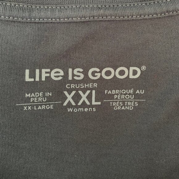 LIFE IS GOOD Womens Mosaic Cat V Neck Long Sleeve Crusher Tee - Picture 3 of 4